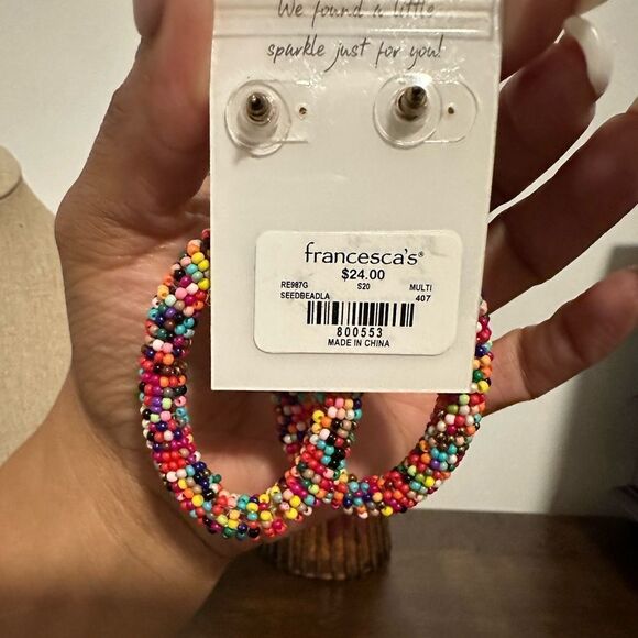 🆕 FRANCESCA’S Abbey Beaded Statement Earrings - Picture 3 of 3